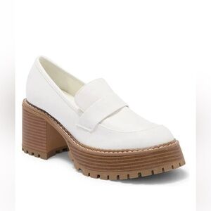 MIA 90’s Dalilah White Platform Loafer Heel
